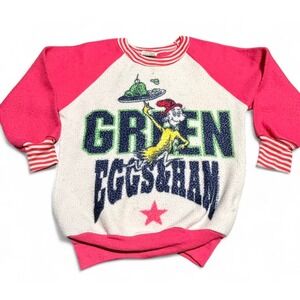 Vintage Dr Seuss Grinch Sweatshirt Kids Size 4 Pink Raglan 90s USA